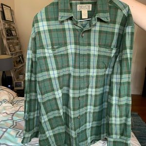 Green Plaid Duluth Trading Company Long Sleeve
